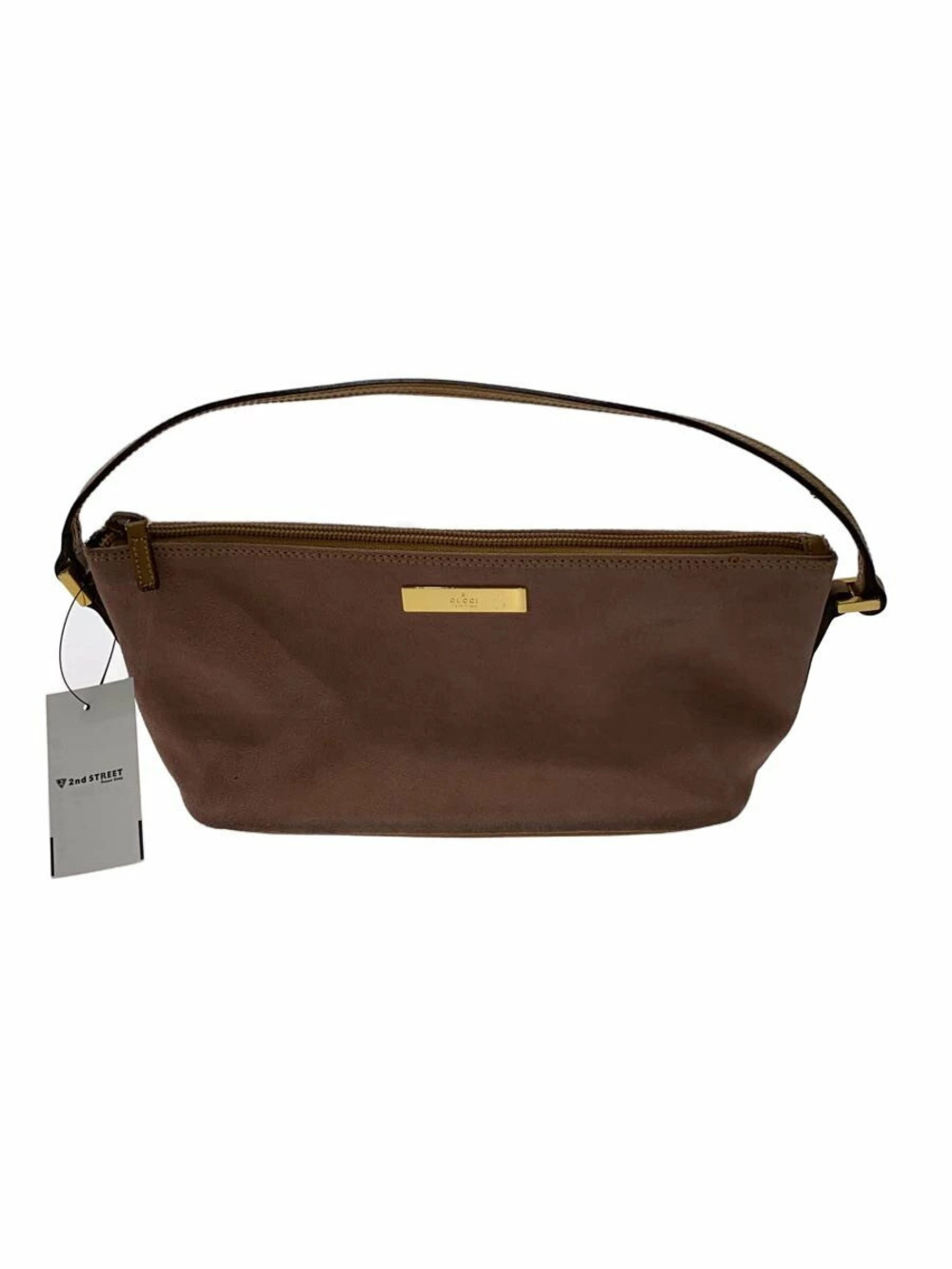 Gucci brown suede boat pochette shoulder bag top zip Pink
